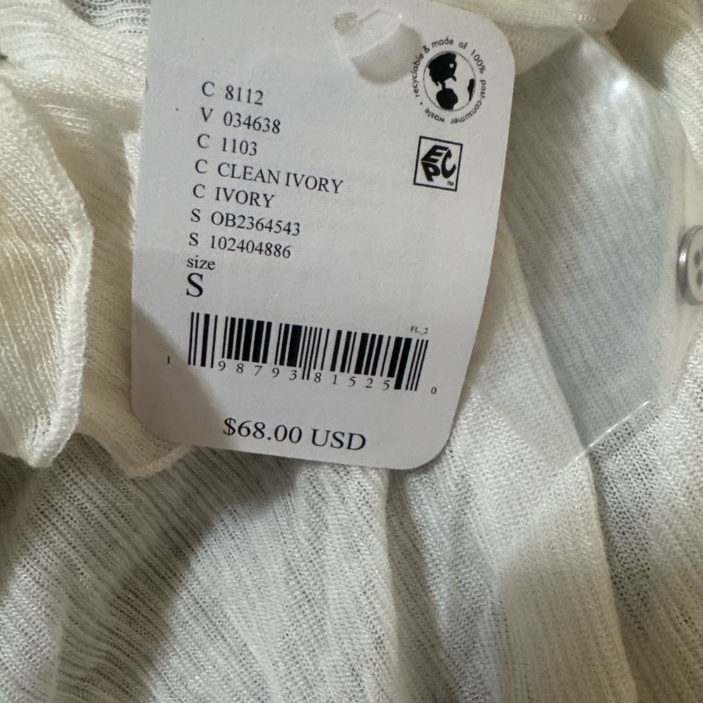 Free People White Ruffle-Sleeve Henley Top - Picture 4 of 4